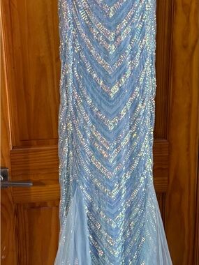 Source Unknown Iridescent Blue Sequin Prom Gown